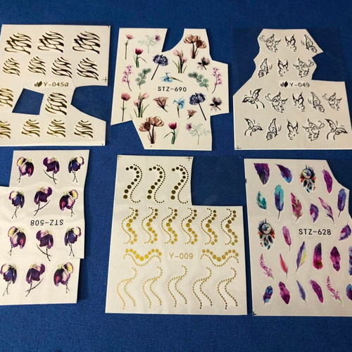 Water Nail Stickers Set of 6 used, full nail