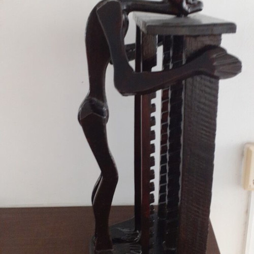 Vintage wooden hand-carved CD and DVD holder like new