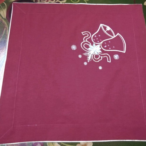 Silk embroidered Christmas table linens set of three like new