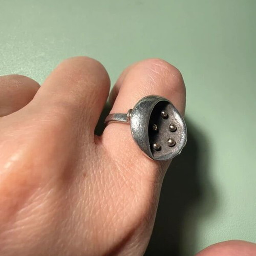 Handmade ring 18K gold and 925 silver used, vintage design