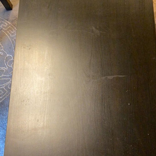 Coffee table used, black MDF melamine, 0.90x0.55 m