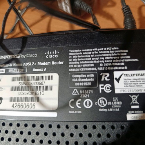 Linksys WAG120N Wireless-N ADSL2+ modem/router used