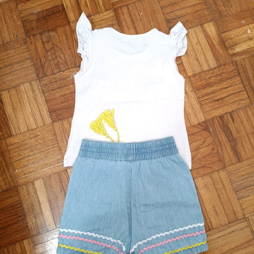 Funky set denim shorts and t-shirt used, 4 years old