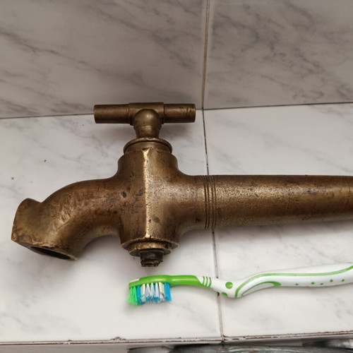 Large brass faucet used, antique, functional