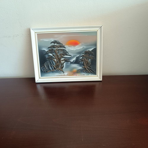 Embossed decorative painting used, 36×46 cm, sunset landscape