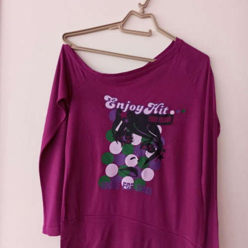 Enjoy Hit off-shoulder long sleeve blouse, purple/magenta, one size