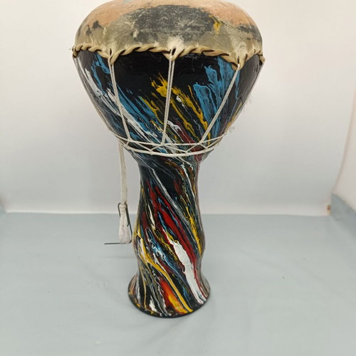 Old hand-painted drum used, ceramic