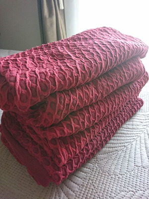 Elastic cotton chair covers like new, pack of 6, burgundy