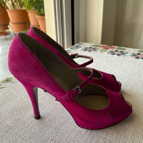 Vintage leather suede high heel pumps size 38 used pink J. BOURNAZOS