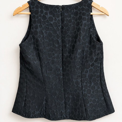 ACCESS Fashion black sleeveless top with embossed circle pattern, M