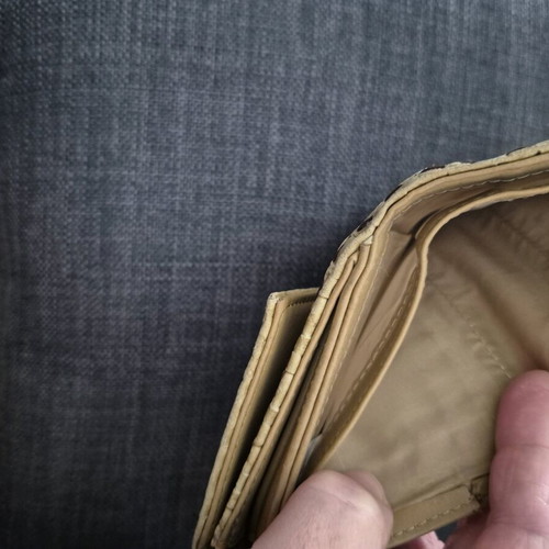 KEM wallet used, beige faux leather