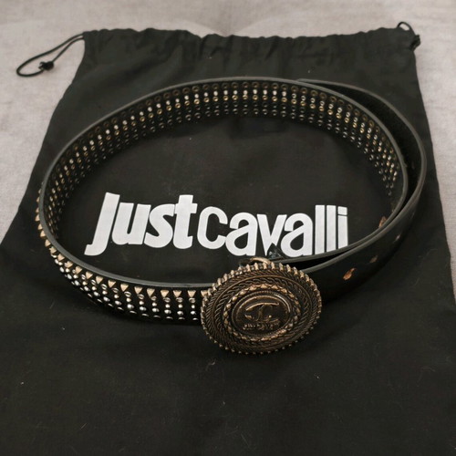 Just Cavalli Vintage authentic leather belt with studs used, brown, size 100cm