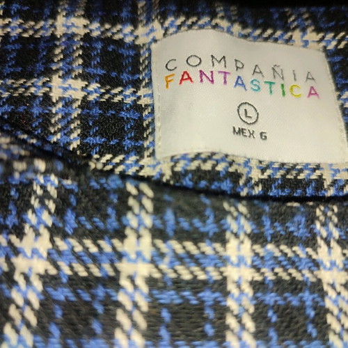 Compania Fantastica blue checkered blouse like new, no large