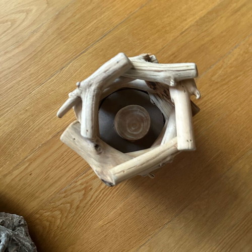 Wooden decorative candle holder used
