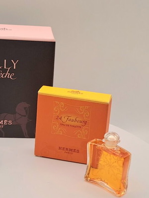 Hermès Caleche 7.5ml με λοσιόν σώματος 40ml και Hermès 24 Faubourg Pour Femme vintage μινιατούρα καινούργιο σετ