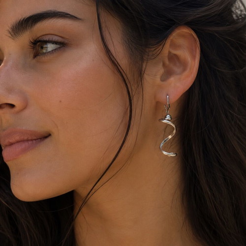 Vintage sculptural earrings, sterling silver 925