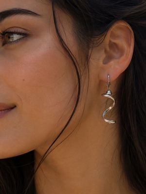 Vintage sculptural earrings, sterling silver 925
