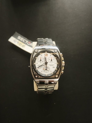 Sector 500 Series Chronograph Tonneau Watch, white and silver