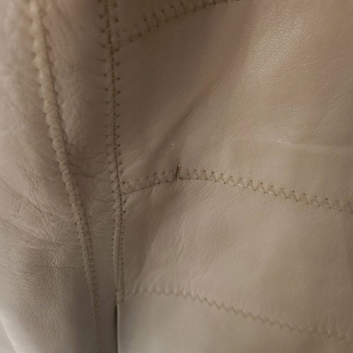 Vintage leather women's jacket used, beige, size M/L