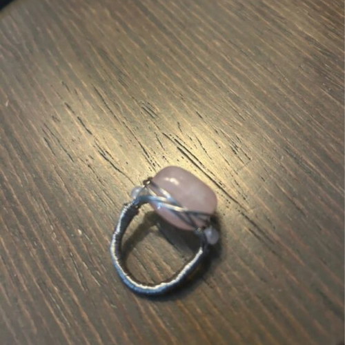 Handmade ring new silver with pink stone