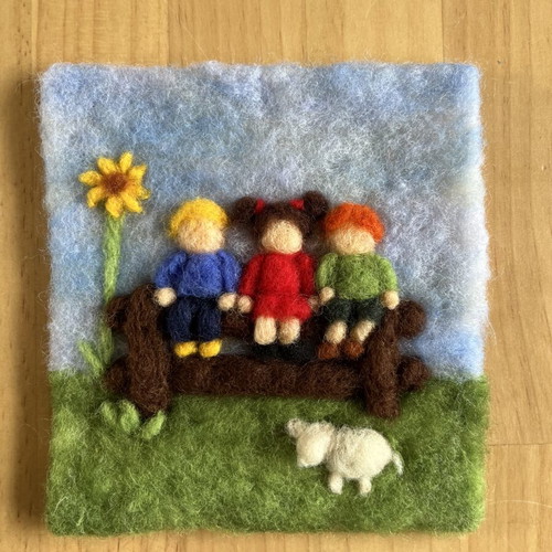 Handmade wool wall art for nursery