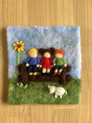 Handmade wool wall art for nursery