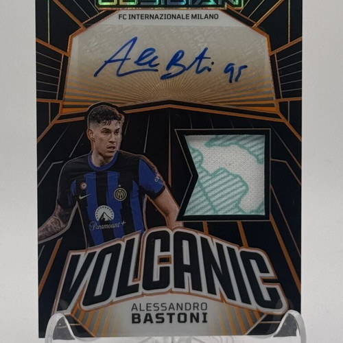2023-24 Obsidian Alessandro Bastoni Volcanic Material Jersey Orange Auto card