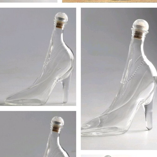 Glass small bottle shaped like stiletto shoe like new
