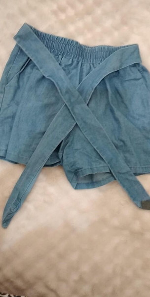 Ανοιχτό Denim Γυναικείο Κοντό Παντελόνι με Λάστιχο και Ζώνη | Μέγεθος S/M