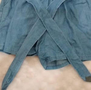 Ανοιχτό Denim Γυναικείο Κοντό Παντελόνι με Λάστιχο και Ζώνη | Μέγεθος S/M