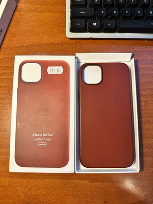 Γνήσια δερμάτινη θήκη Apple για iPhone 14 Plus σαν καινούργια, καφέ