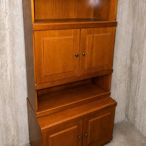 Wooden cabinet with shelves and cupboards