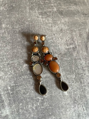 Dangling earrings used with multicolored stones, missing 2 stones