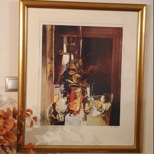 A. Apergi silk screen new with gold frame 43×53 and 67×80