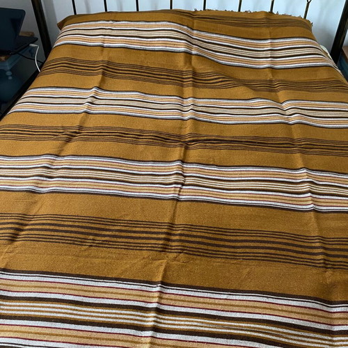 Vintage woven blanket used, 145 x 225 cm, high quality wool blend