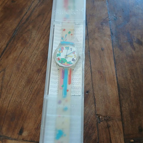Swatch Crazy Me watch new with colorful transparent strap