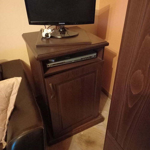 TV furniture and mini bar fridge used, mahogany for professional use