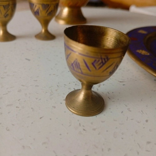 Vintage decorative miniature set made of brass and enamel handmade like new