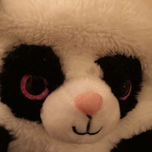 Panda kids backpack like new, fluffy with pink straps