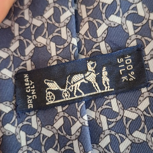 Hermes vintage μπλε μεταξωτή γραβάτα