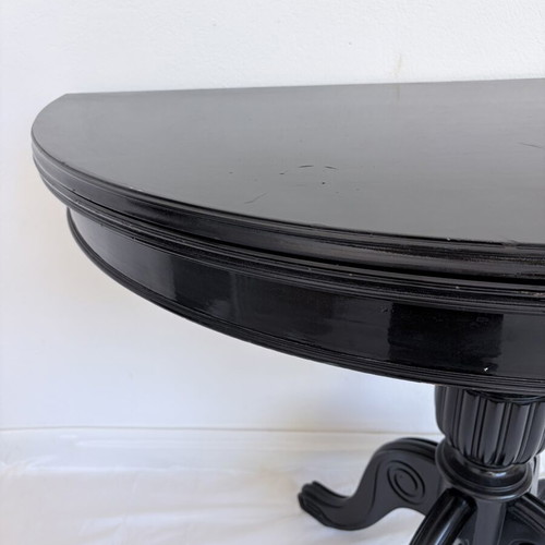 Vintage wooden round side table, extendable