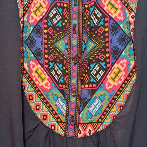 Summer dress like new with tribal patterns, blue multicolor