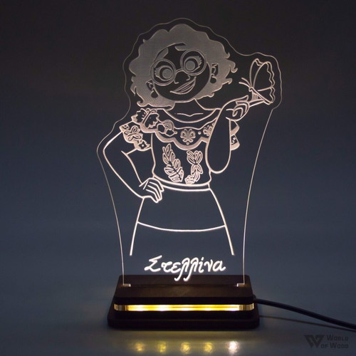 Encanto LED lamp with wooden base and plexiglass, new