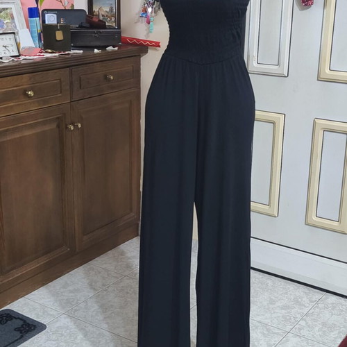 River Island strapless jumpsuit black XS-S like new, viscose