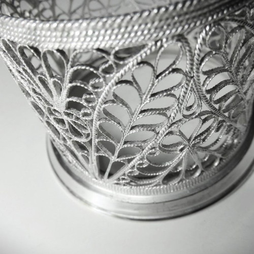 Set of six silver filigree glass holders new, 480g