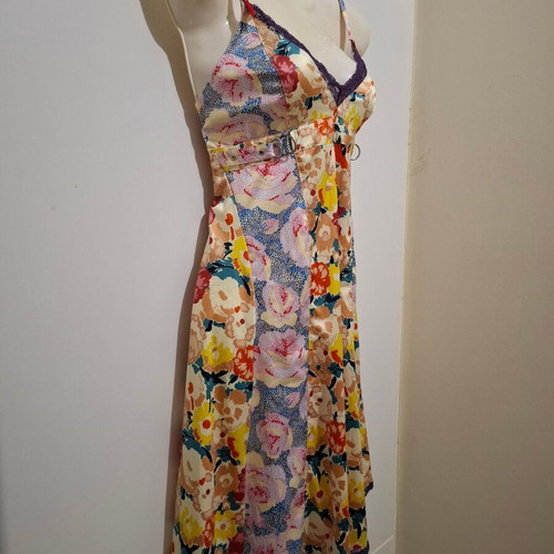 John Galliano Vintage Floral Print Stretchy Mini Dress Large, excellent condition