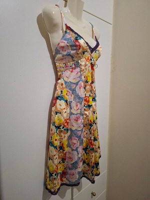 John Galliano Vintage Floral Print Stretchy Mini Dress Large, excellent condition