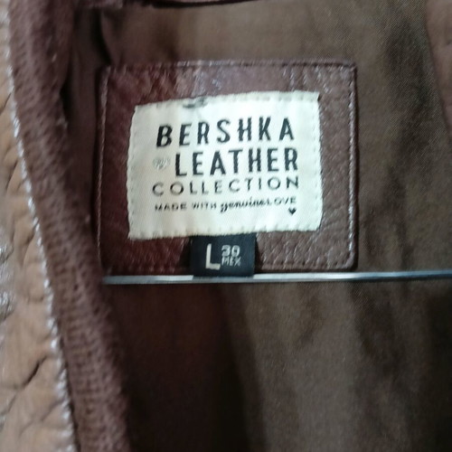 Bershka men's leather jacket used, brown, size M