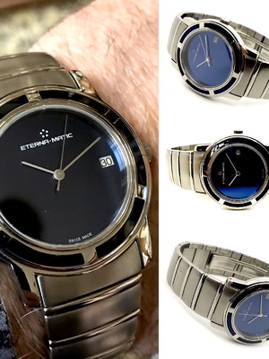 Eterna Matic Swiss Made men's watch new with blue-black dial