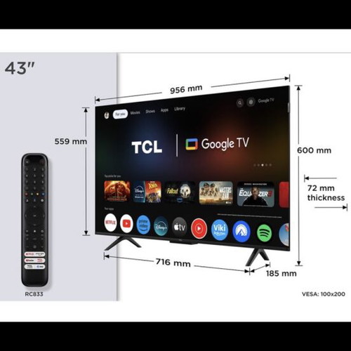 TCL QLED Google TV 43 inch new